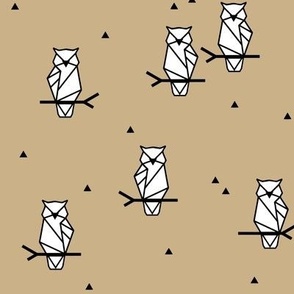 Owl - geometric owls, wheat