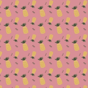 Falling pineapples - pink , green, yellow , tropical fruit