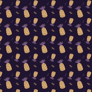 Falling pineapples - yellow and purple , tropical fruit