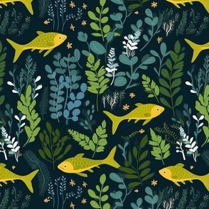 Catfish Fabric, Wallpaper and Home Decor