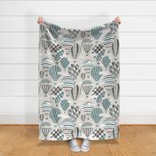 Large jumbo scale // Let your dreams fly // beige background martini brown hoki and sage green vintage hot air balloons in the clouds // kids room gender neutral nursery