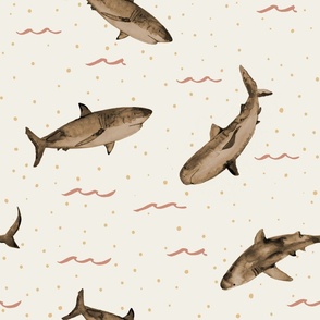 Sharks but make it cute Large in caramel, blush and soft yellow