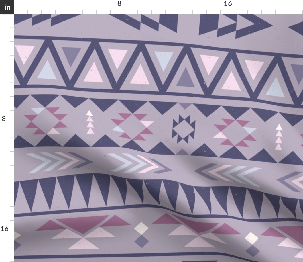 Purple and pink aztec pattern with nordic vibes - festive holiday sweater pattern - large scale