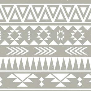 Gray aztec pattern - festive holiday sweater pattern - large scale