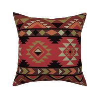 Red aztec stripes - shades of red, maroon, ochre mexican stripes - large scale
