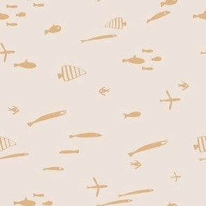 Mini Summer Fish Tropical  Ocean in Vanila and Linen for Baby Boy or Girl Nursery 