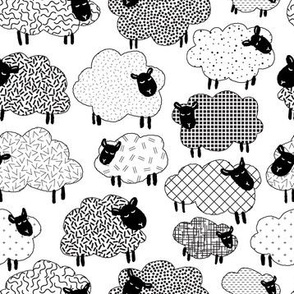 cute patterned sheep-black and white / domestic animals