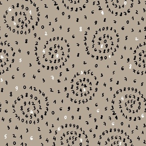 LARGE numbers doodle, count to sleep - beige and black, Sweet dreams collection
