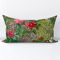 Animal print,leopard print,roses,tropical art,birds