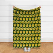 Sunshine Flowers Bright Yellow Green Teal Summer Floral Large Scale 