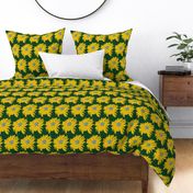 Sunshine Flowers Bright Yellow Green Teal Summer Floral Large Scale 