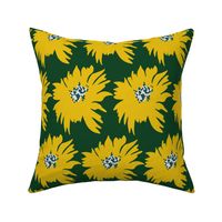 Sunshine Flowers Bright Yellow Green Teal Summer Floral Large Scale 