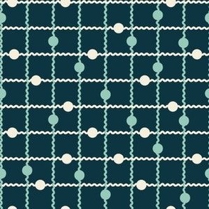 Wavy Dots Check Grid | Regular Scale | Navy Cream & Blue