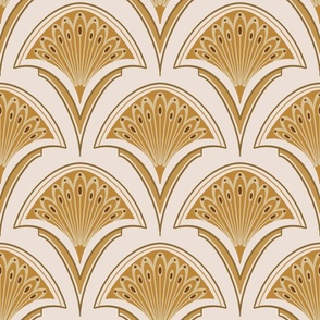 Art Deco Geometric Pattern in warm colours - Mustard Yellow Abstract Florals 
