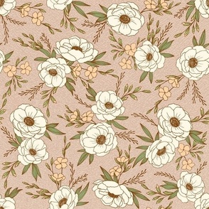 Italian Anemone Floral in Antique Peach (small scale)