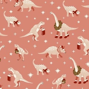 Christmas Dinosaurs - Small - Pink