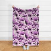 Wild Poppy Flower Loose Abstract Watercolor Floral Pattern In Purple
