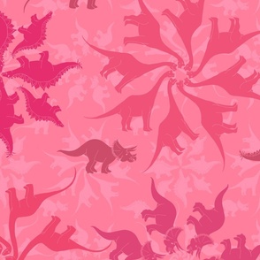 Herbivore Dinosaur Flowers (pink large scale) 