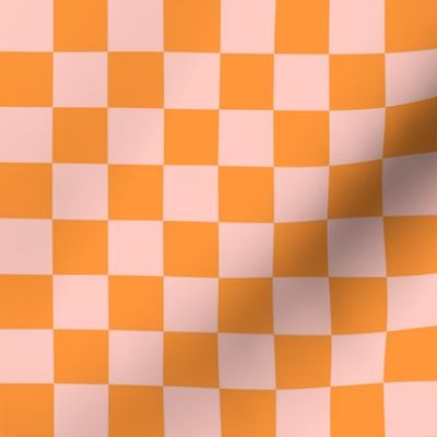 orange and pink checkers - 1in squares
