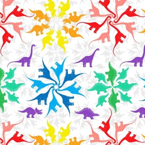 Rainbow Herbivore Dinosaur Flowers (white) 