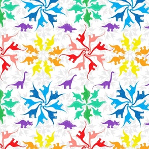 Rainbow Herbivore Dinosaur Flowers (white small scale) 