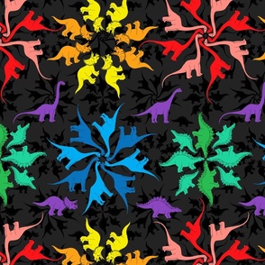 Rainbow Herbivore Dinosaur Flowers (dark grey)