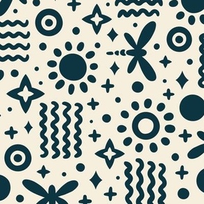 Funky Space Dragonflies | Large Scale | Navy & Cream