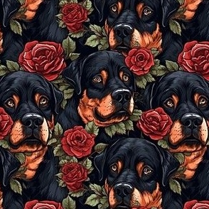 Rottweiler in Roses 2