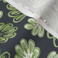 Small - Boho Watercolour Green Sea Shells Leaves, Foliage - Navy - 5.25x8.75 fabric // 24x40 wallpaper