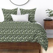 Small - Boho Watercolour Green Sea Shells Leaves, Foliage - Navy - 5.25x8.75 fabric // 24x40 wallpaper