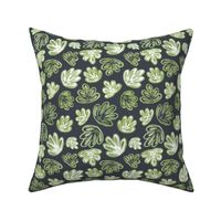 Small - Boho Watercolour Green Sea Shells Leaves, Foliage - Navy - 5.25x8.75 fabric // 24x40 wallpaper