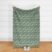 Medium - Boho Watercolour Green Sea Shells Leaves, Foliage - Grey Blue - 7x11.67 fabric // 24x40 wallpaper