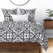 charcoal grey and white talavera pattern