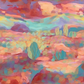 Large Scale - Sedona Scenery Abstract Pastel Painting - Desert Colors