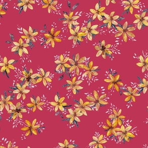 Golden Summer Floral Viva Magenta Large