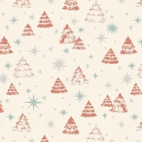 Christmas Pine Trees - Small - Pink and Cream