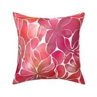 Abstract Watercolor Flower Pattern Coral Pink Smaller Scale