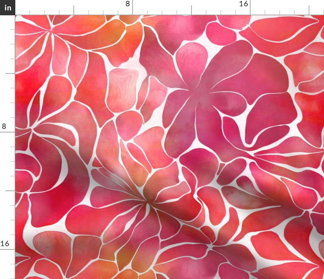Abstract Watercolor Flower Pattern Coral Pink Smaller Scale