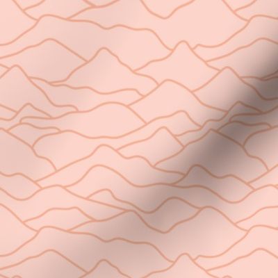 Abstract mountains seventies abstract waves organic hills mountain landscape and curves country side pink caramel orange 