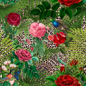 2. Animal print,leopard print,roses,tropical art,birds