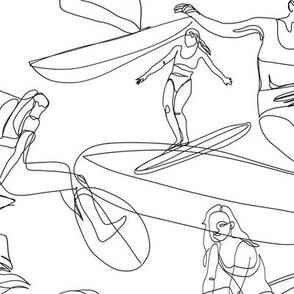 Surfer Girls line art Drawing