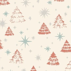 Christmas Pine Trees - Medium - Pink and Cream