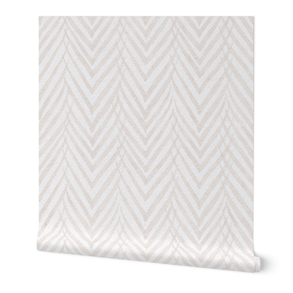 palm leaf stripe III - botanical chevron - watercolor neutral herringbone - modern neutral botanical wallpaper