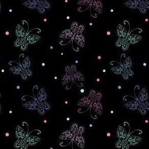 Butterfly Colorful Dots Black 4''