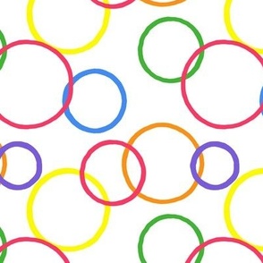 Rainbow circles primary on white
