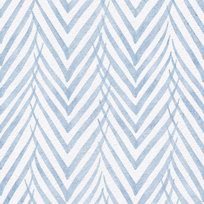 palm leaf stripe fog - botanical chevron - watercolor blue herringbone - modern blue botanical wallpaper