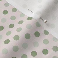 Polka Dots for Kids Bedroom or Apparel in Sage Green on Blush Pink