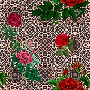 Animal print,leopard print,roses
