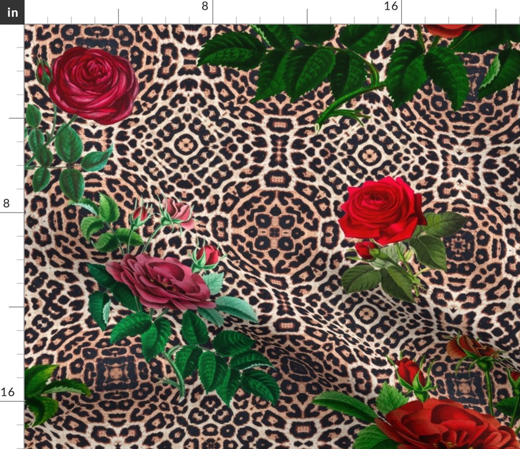 Animal print,leopard print,roses
