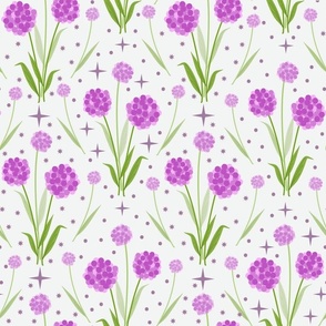 Sweet Purple Pink Allium Dreams on Off White Background: Medium